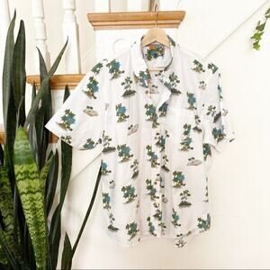 Tailor Vintage island pattern button down shirt XL